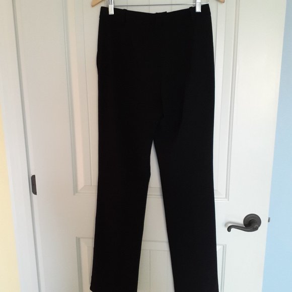St. John Collection Black Wool High Waisted Straight Leg Trousers Size 6 - Picture 3 of 13